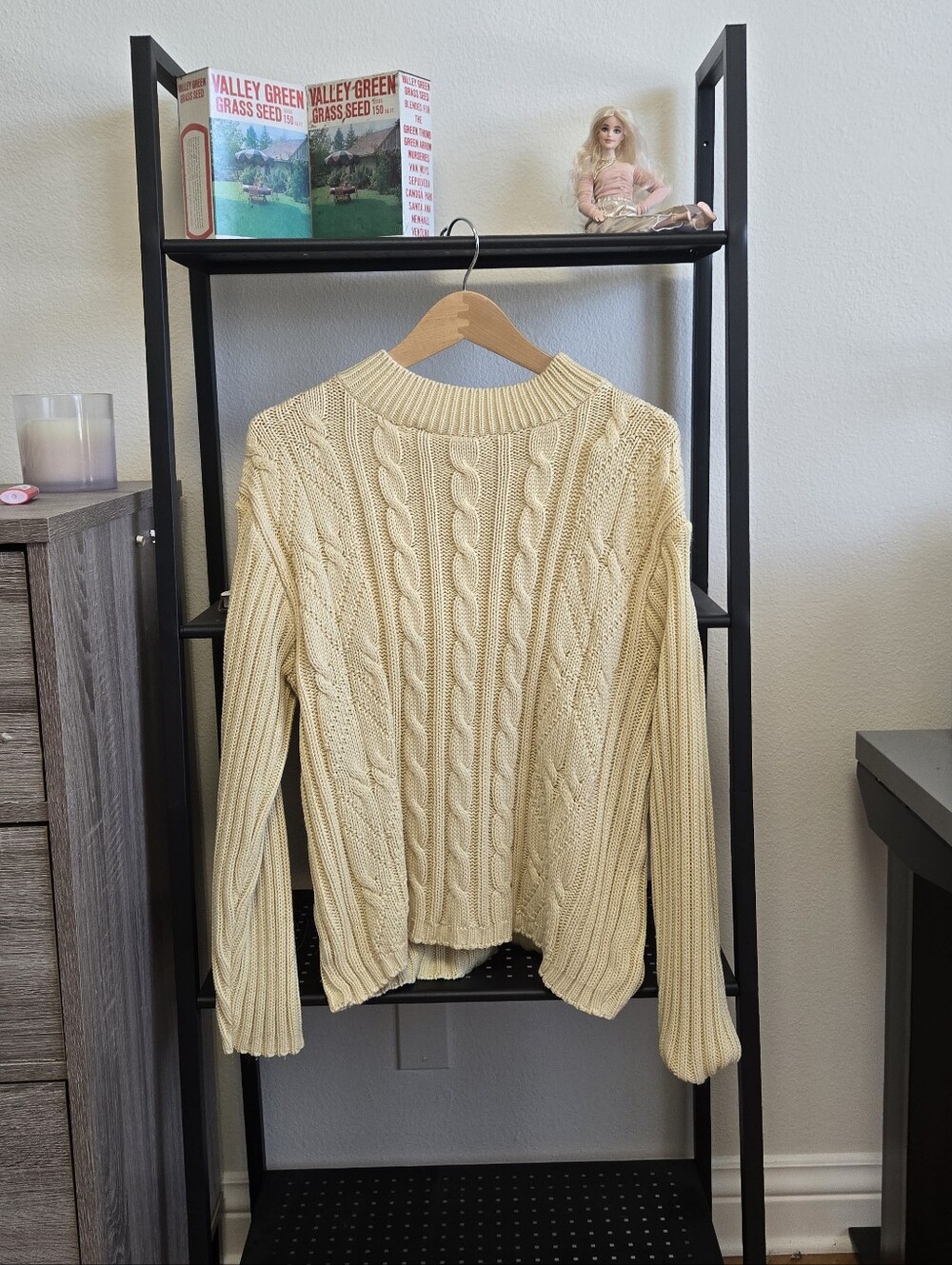 Cream Cable Knit Women’s Sweater - Classic Crewneck